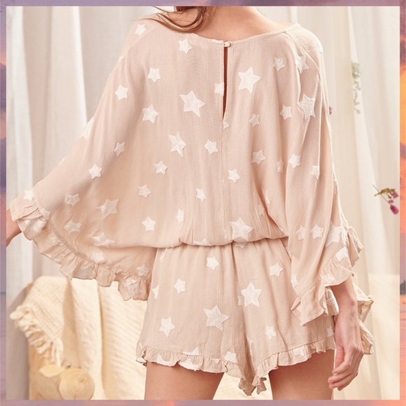 📌 STORIA Stars Sexy Up-Market Silky Romper Statement Sleeves Lined Ruffle Trim - Picture 7 of 11